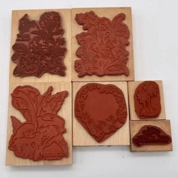 Lot of 6 Rubber Stamps for Crafting Floral Valentine’s Day Orchid Calla Lily - Picture 12 of 16